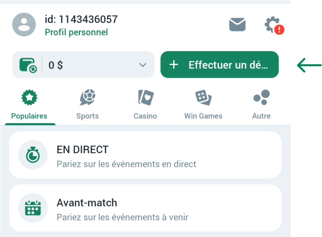 Comment effectuer un dépôt Betwinner Apk Bénin