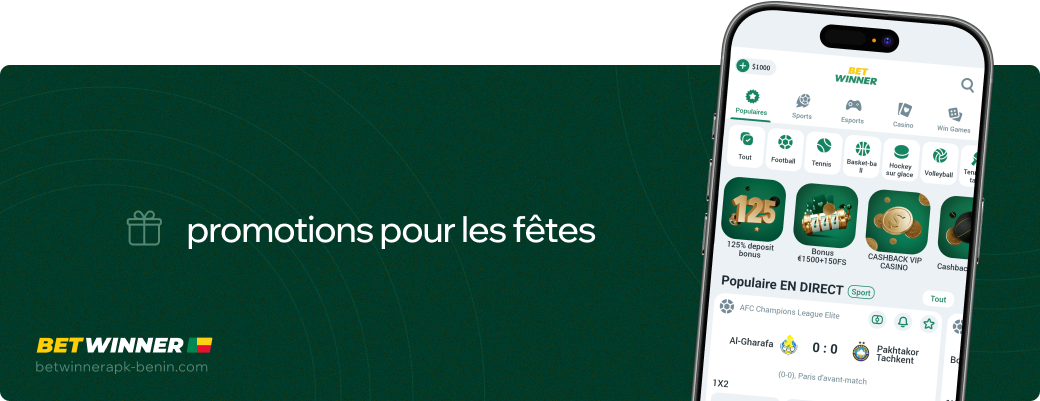 Promotions pour les fêtes Betwinner Apk Bénin