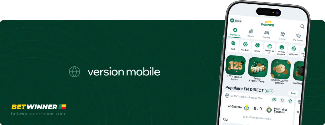 Version mobile Betwinner apk Bénin
